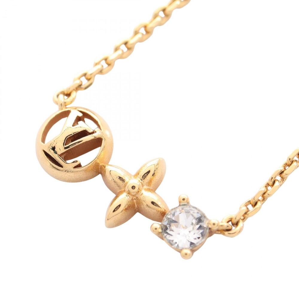 Louis Vuitton Petit Necklace Jewelry GP (Gold Plated) Rhinestone Women's Gold...